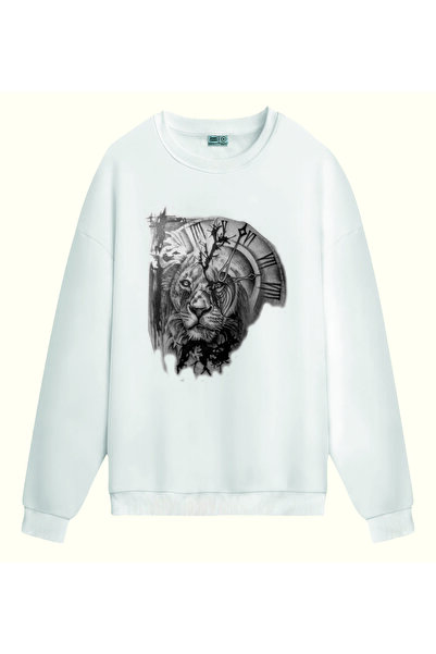 PİXELİA Lion Watch-Compass Printed Sweatshirt