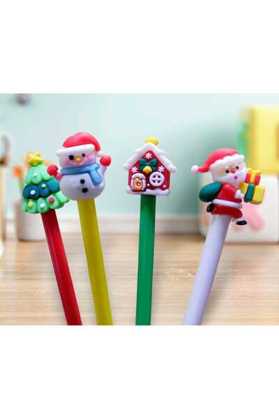 izmir yazici servis Yılbaşı Temalı 4 Lü Jel Tükenmez Kalem Seti Hediyelik Set...