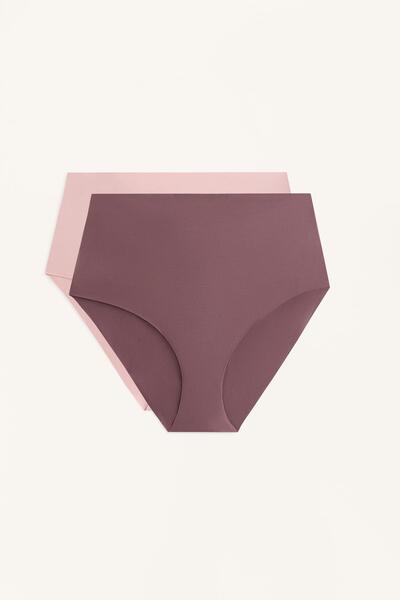 Oysho 2 invisible polyamide blend medium-support high-waisted classic briefs