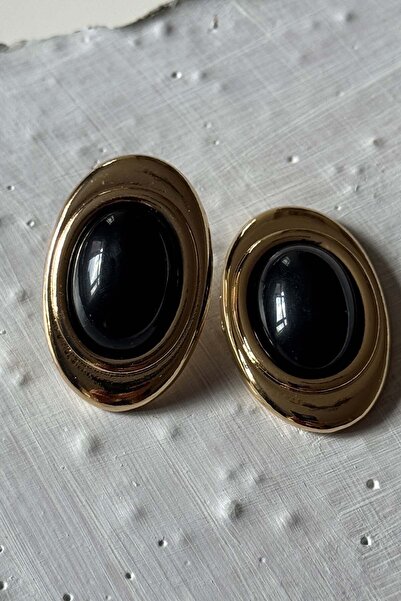 AMORE.İST STORE Colorful Gold Oval Earrings