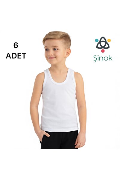 ŞİNOK 6-Pack Boys' Undershirts 100% Organic Cotton