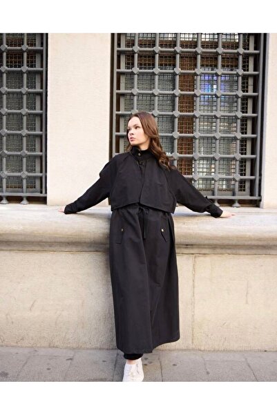 Hena Store Kadın Oversize Uzun Su Geçirmez Trençkot