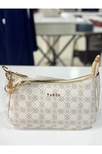 GKBUTİK El ve kol çantası desenli beyaz