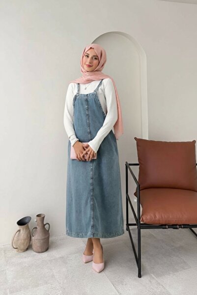 Molly Nelly Kadın Askılı Kot Tulum Salopet