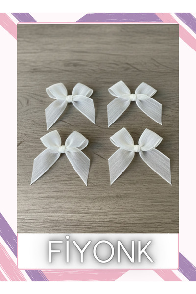 Fiyonks Atölye Keten Kurdele Hazır Fiyonk, 50 Adet Süsleme Fiyonk Hazır El Ya...