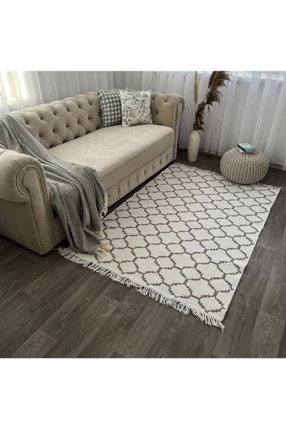 MirCotton Covor țesut din bumbac, cu model modern, lavabil, cu două fețe MR10