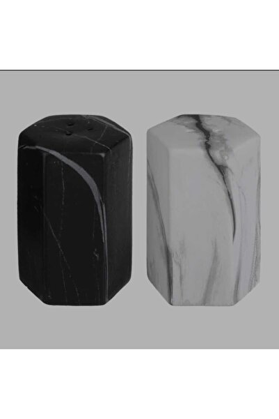 OEM Set Solnite din Ceramica Neagra & Alba cu Model Marble 5,3x5,3x8cm