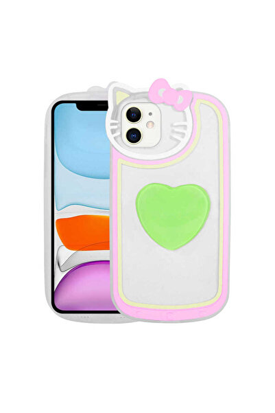 Netzy حافظة SAFA المتناغمة متوافقة مع هاتف iPhone 11 مع شكل قطة وحامل شفاف - ...