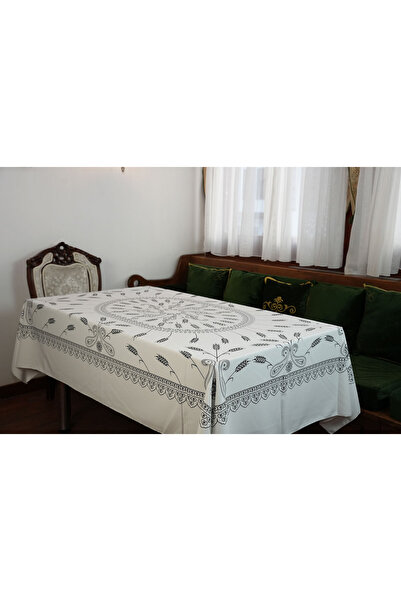 Komana Art مفرش طاولة مستطيل أبيض وأسود مقاوم للبقع - مفرش طاولة أنيق بنمط نجمة