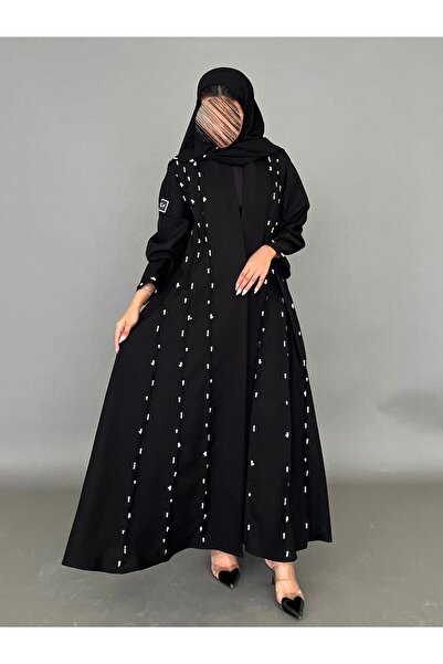 OLGA-ABAYA عباية أنيقة عصرية من آولجا القماش كتان مع شك لولو وقصة العباية ربع كلوش شامل الطرحة