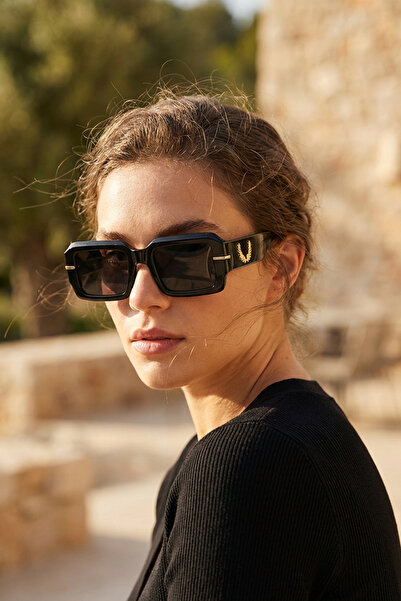 Kapin Fred Bone Rectangular Sunglasses - Black