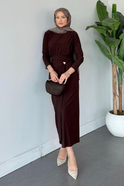 Şulemoda Giyim فستان توتكو بني