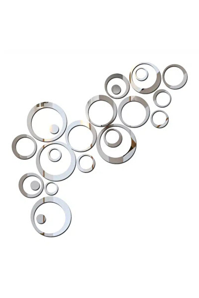 OEM Set 24 stickere decorative oglinda, , Acril, 2.5-14 cm, Argintiu