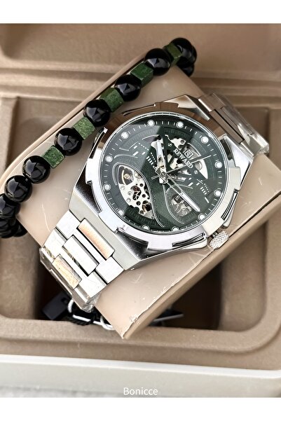 Reward Automatic (No Battery)Green Dial, Silver Color Steel Band Guaranteed Men's Wristwatch Bracelet