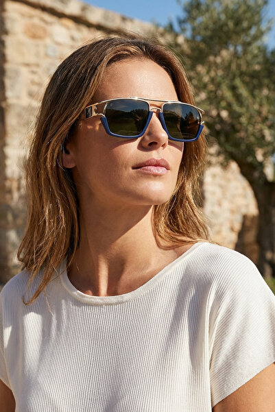 Kapin Unread Metal Detaylı Güneş Gözlüğü - Lacivert Yeşil