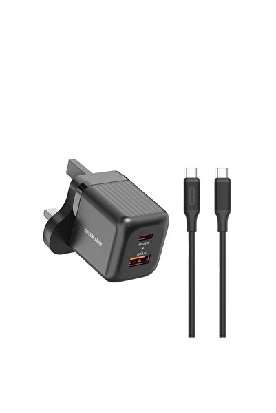 Green Lion Ultra Compact GaN Wall Charger UK Pin (C to C) PD 20W + QC3.0 Fast Charger