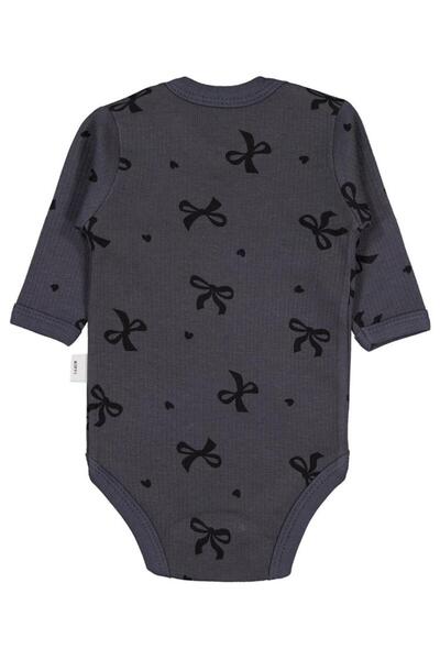 Civil Baby Bow Print 1-36 Months Snap Fastener Bodysuit - Gray 3-6 Months