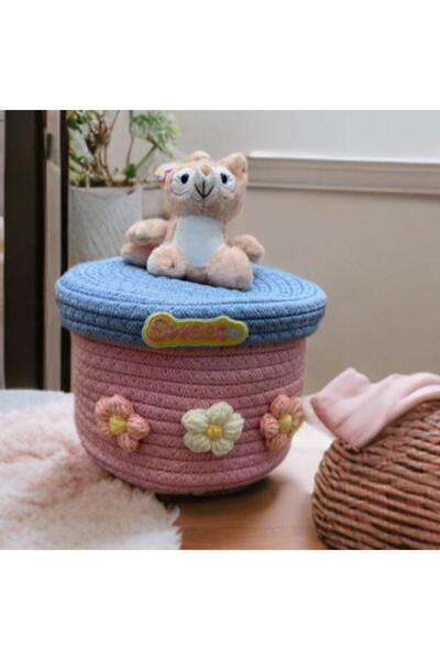Generic Handwoven Cotton Storage Basket "Cute" with Lid - An Elegant Touch for Your Home