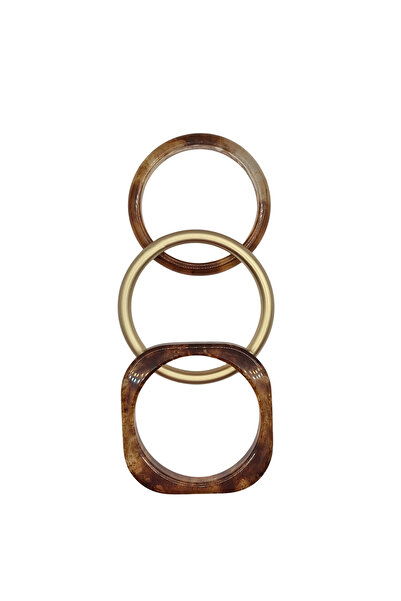 Goshıkı Kahverengi Ve Altın Renkli 3'lü Akrilik Bilezik Seti