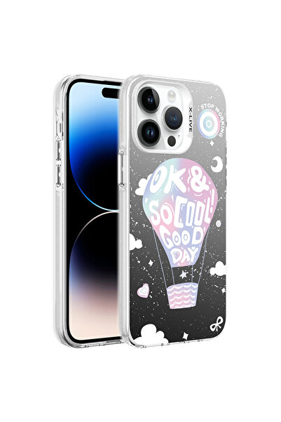 Netzy حافظة صلبة فضية منقوشة متوافقة مع هاتف iPhone 14 Pro Max - بالون