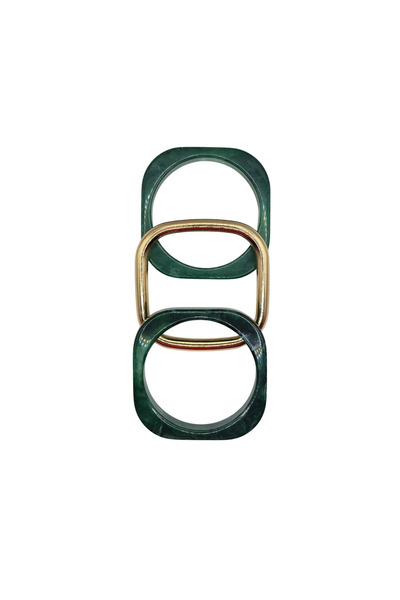 Goshıkı Yeşil Ve Altın Renkli 3'lü Akrilik Bilezik Seti