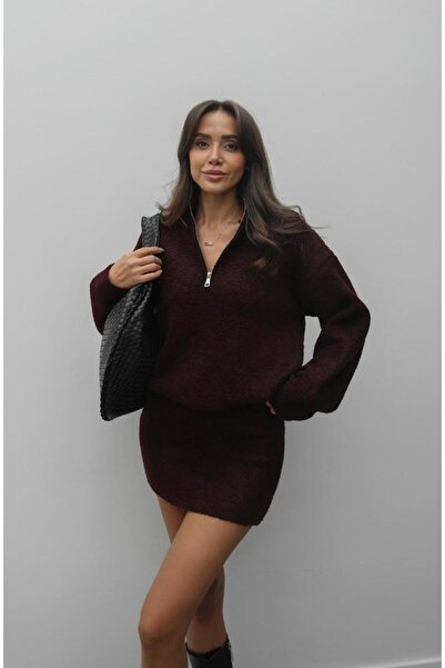 FMN Butik tricotaj de design tricotat cu fermoar detaliu texturat jachetă pul...