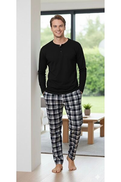 İpek Men's Long Sleeve 100% Cotton Pajama Set