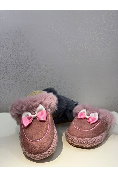 MYSSTORE Yumuşacık Tüylü Kurdele Yeni Gelin Çeyizlik Ev Terliği Pembe