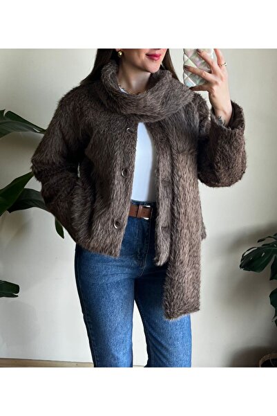 FLOW FASHION KAHVE ATKILI ASTARLI DOKULU CEKET