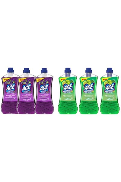 ACE Set de curățare - 6 pachete economice (3x1L lavandă, 3x1L lime și mentă fără clor)