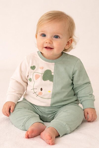 MixMax Bebe طقم أطفال بناتي لطيف على شكل قطة بأكمام طويلة مصنوع من القطن بنسب...