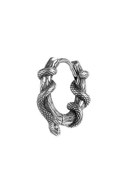 Viking Yılan Tasarım Halka Geçirmeli 316L Paslanmaz&Kararmaz Çelik Unisex Küpe