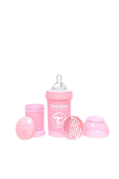 Twistshake Biberon anti-colici, 180 ml, Pastel Pink