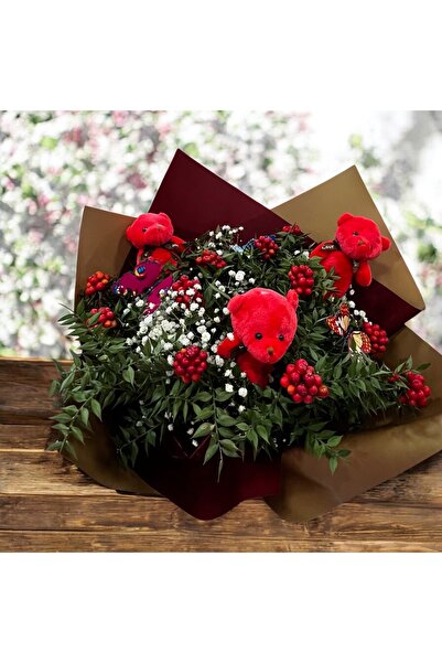 Home Peluş Ayıcıklı Lüks Kokina Aranjmanı Buketi – Golden Candle House Özel K...