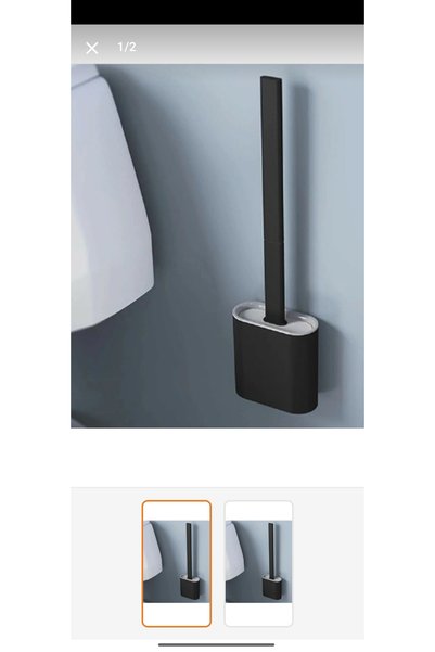 MayCap Adhesive Black Toilet Paper Holder + Toilet Brush Set – No Drilling Required