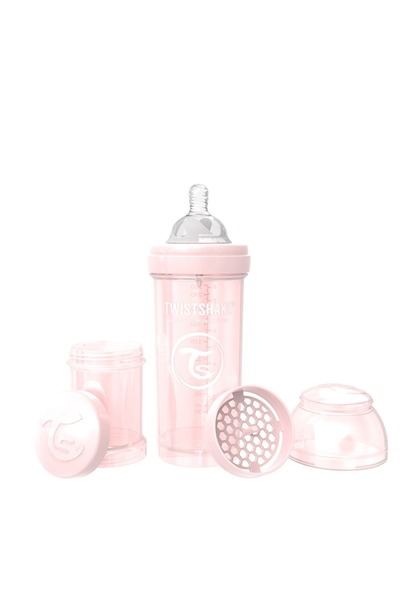 Twistshake Biberon anti-colici, 260 ml, Pearl Pink