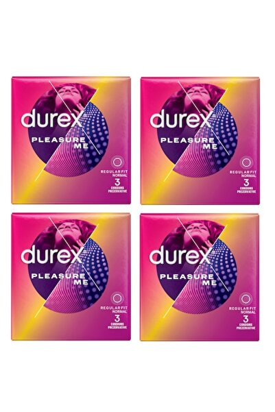 Durex Set of 12 Pleasure Me Condoms, Regular Fit Normal