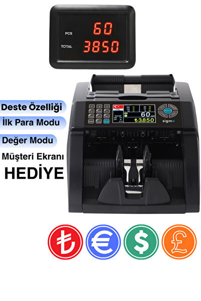 AlGeliyo Karışık Para Sayma Makinesi Tl Ve Euro Karışık Sayım, Dolar Ve Sterl...