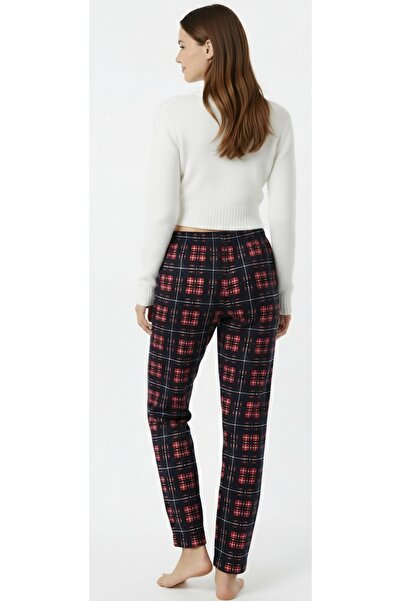 noend Women's Pajama Bottoms Navy Blue Red Plaid Comfortable Fit Velvety Soft...