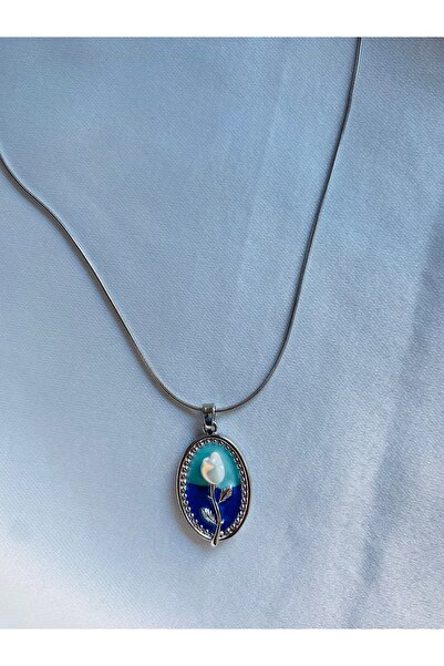 M&S Moon Shine Çelik Lale Desenli Kolye