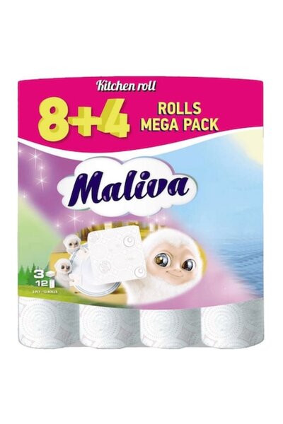 Maliva Prosoape de hârtie decorative pentru bucătărie, 12 role, 3 straturi
