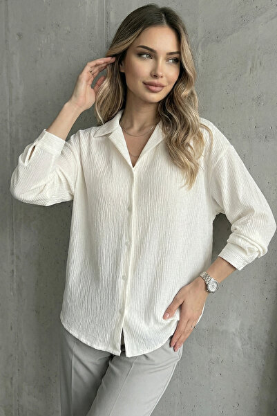 ECOTİQUE Kadın Siyah Ütü İstemeyen Oversize Büyük Beden Bürümcük Gömlek