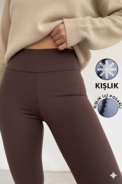 meyou bags Şardonlu Kışlık Toparlayıcı Etkili Kahverengi Yüksek Bel Günlük Ve...