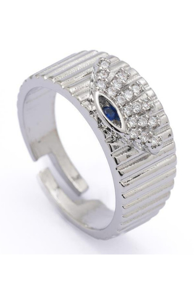 ndjewelry خاتم فضي بتصميم عين الحسد (السبابة) للإصبع الصغير (السبايك)