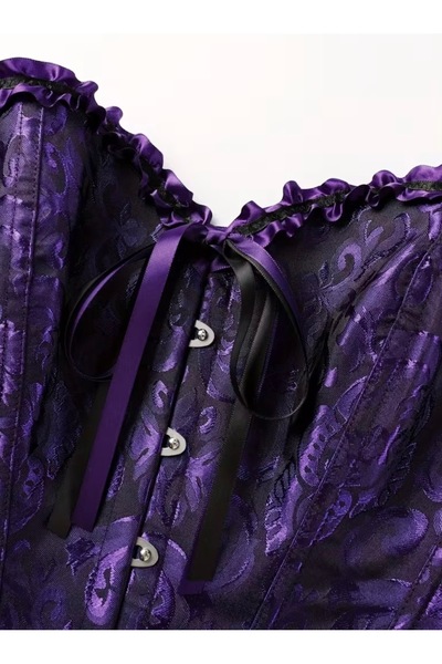 Belle Bellegance Victorian siyah mor korse büstiyer