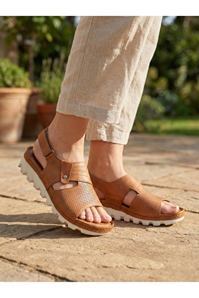 BARONES SHOES KADIN TABA HAKİKİ DERİ CIRTLI ORTOPEDİK TABAN SANDALET