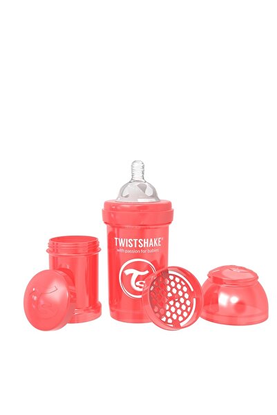 Twistshake Biberon anti-colici, 180 ml, Pearl Red