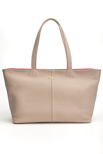 gio&mi Kadın Soft Bej Büyük Boy Deri Çanta-Şık&Kullanışlı