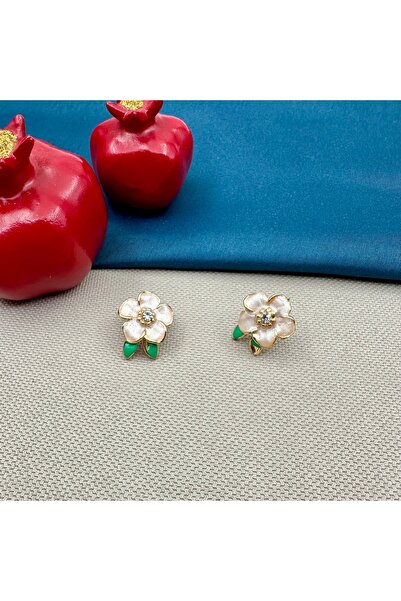 Opia Takı & Aksesuar Gold Women's Earrings with Enamel and Stones