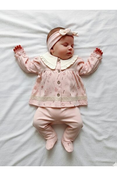 GizaKids 100% Cotton Headbanded Newborn 3-Piece Set / Baby Girl Hospital Take...